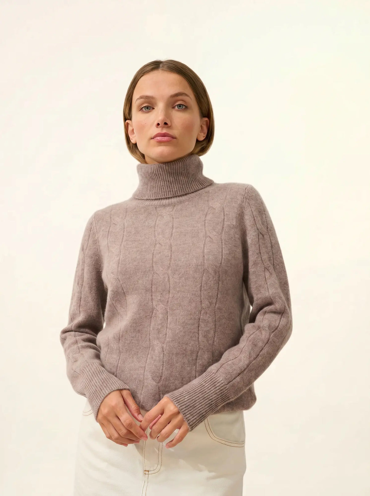 ESTELLE Pull Col Roulé 4 Fils Caribou Chiné
