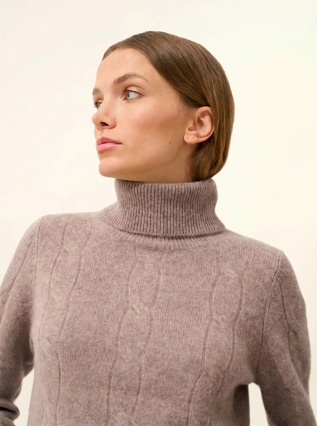ESTELLE Pull Col Roulé 4 Fils Caribou Chiné