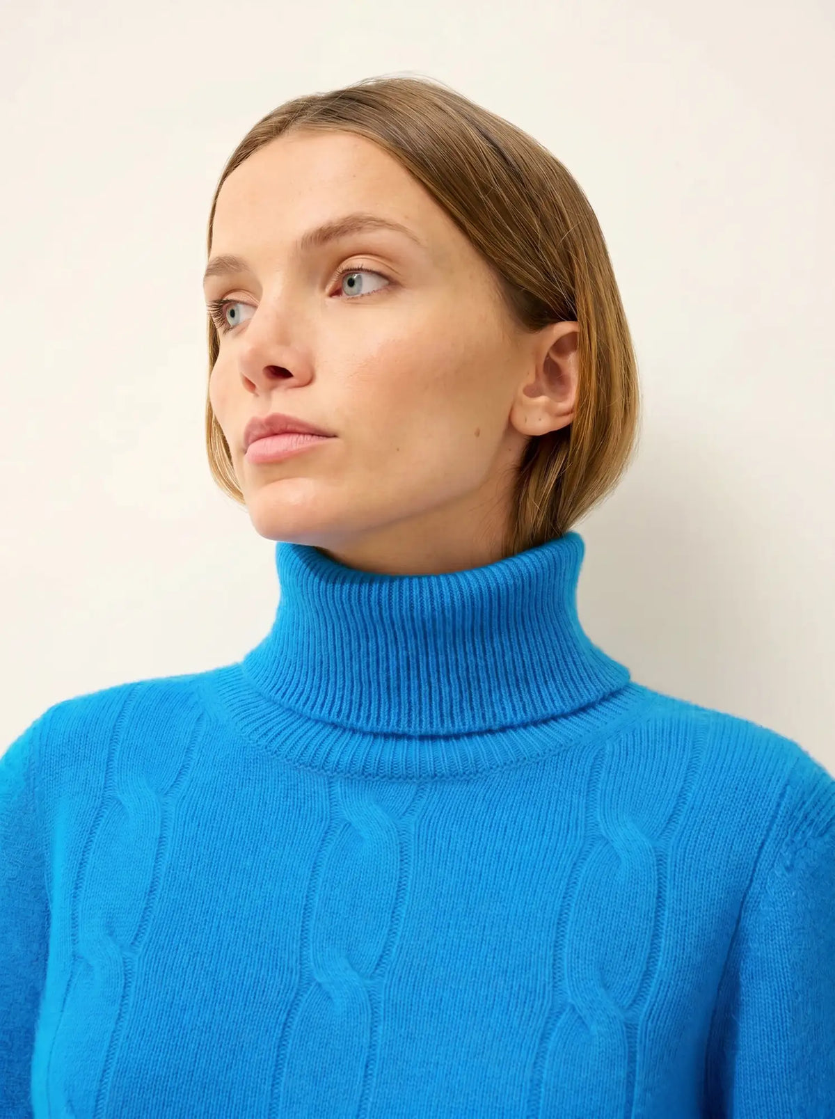 ESTELLE Pull Col Roulé 4 Fils Azur