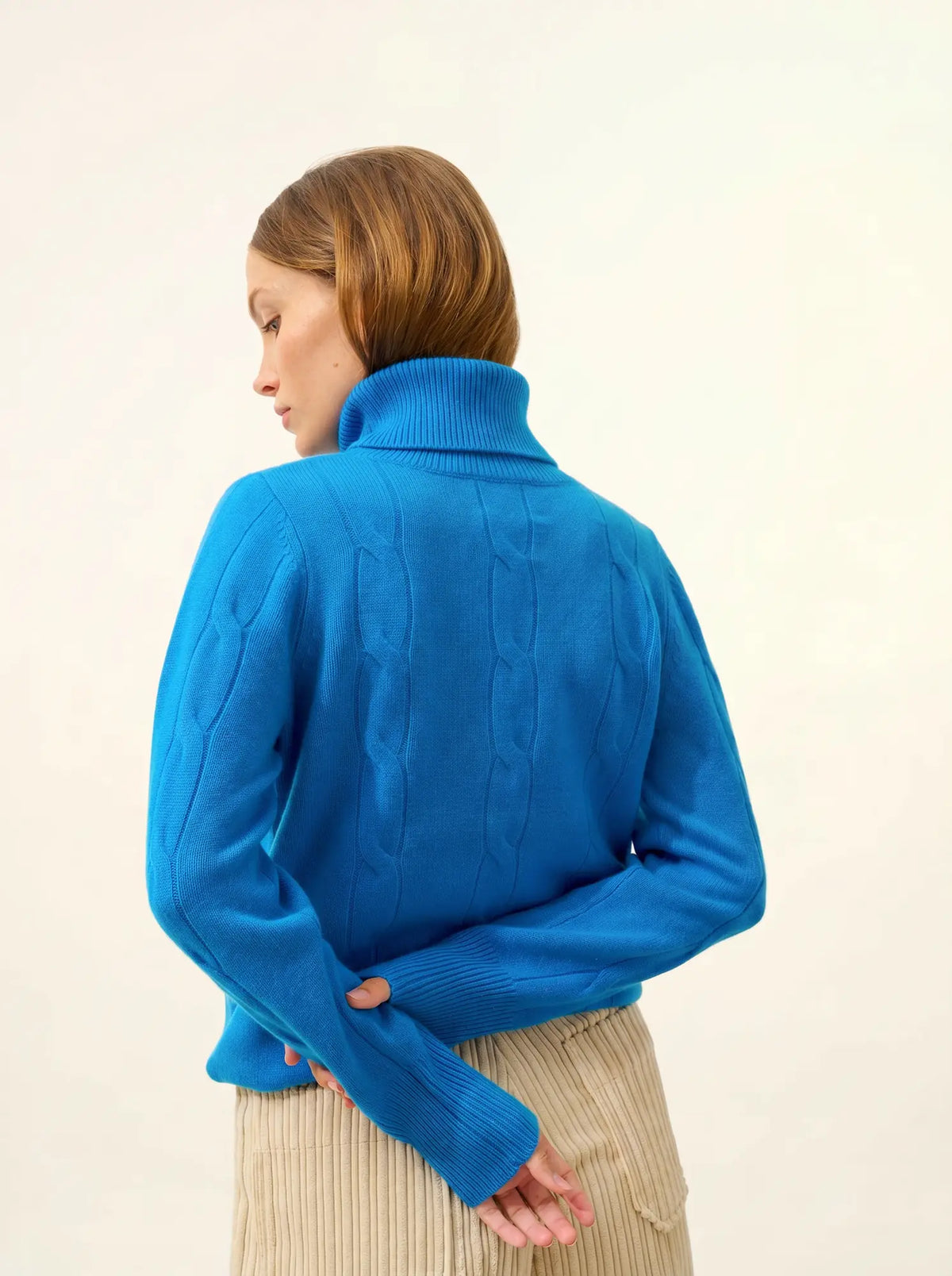 ESTELLE Pull Col Roulé 4 Fils Azur