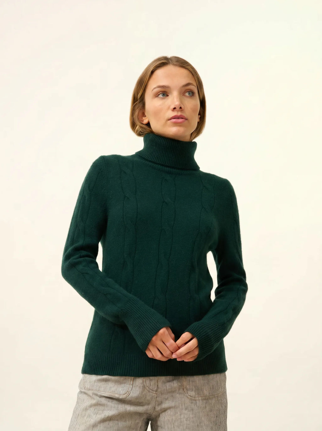 ESTELLE Pullover Rollkragen 4-fädig Zypressengrün