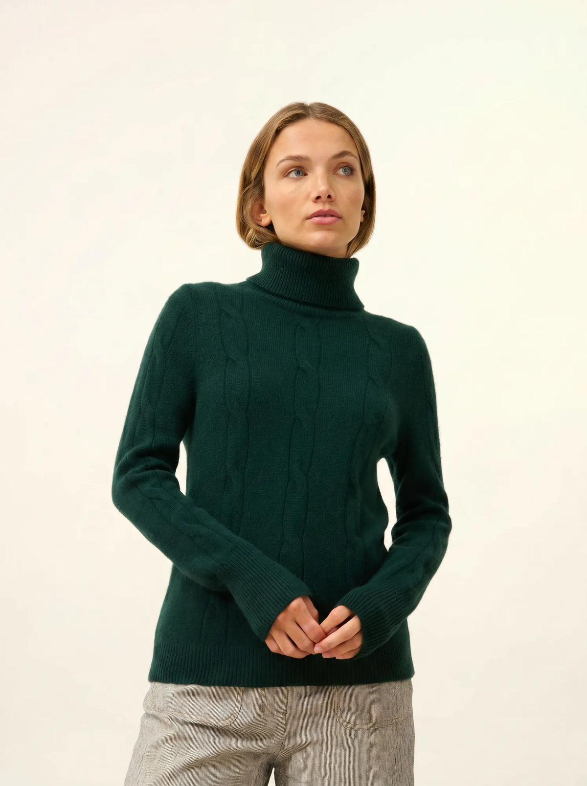 ESTELLE Pullover Rollkragen 4-fädig Zypressengrün