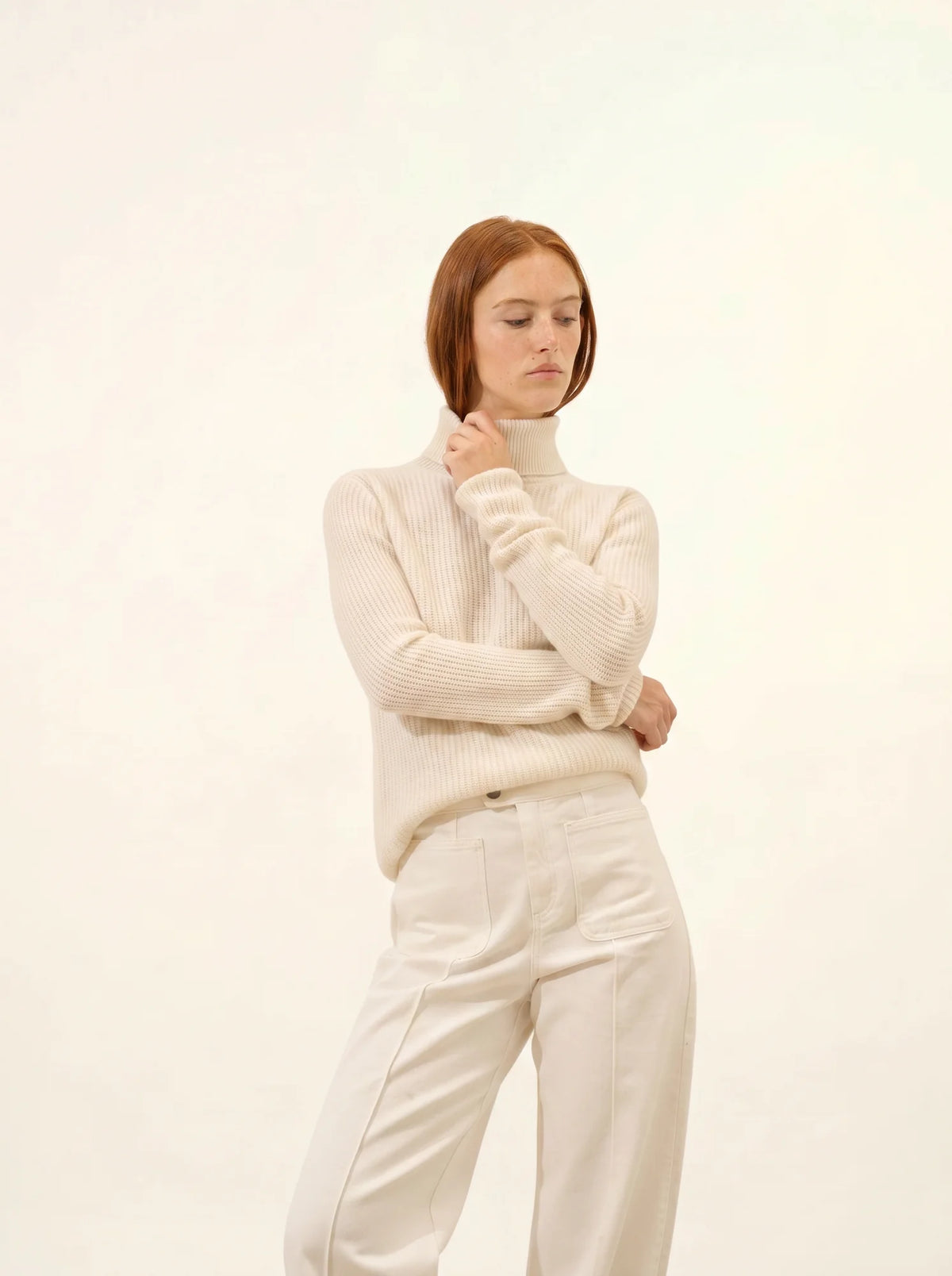 ISOLDE Pullover Rollkragen 4-fädig Elfenbein