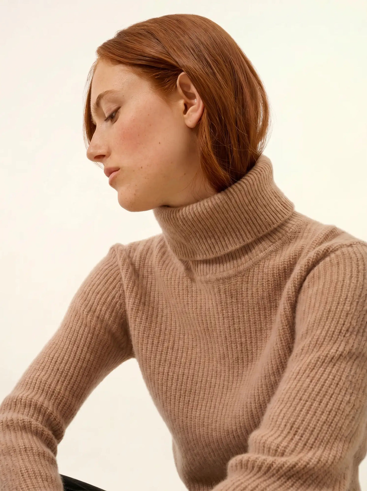 ISOLDE Sweater Turtleneck 4 Ply Heather Camel