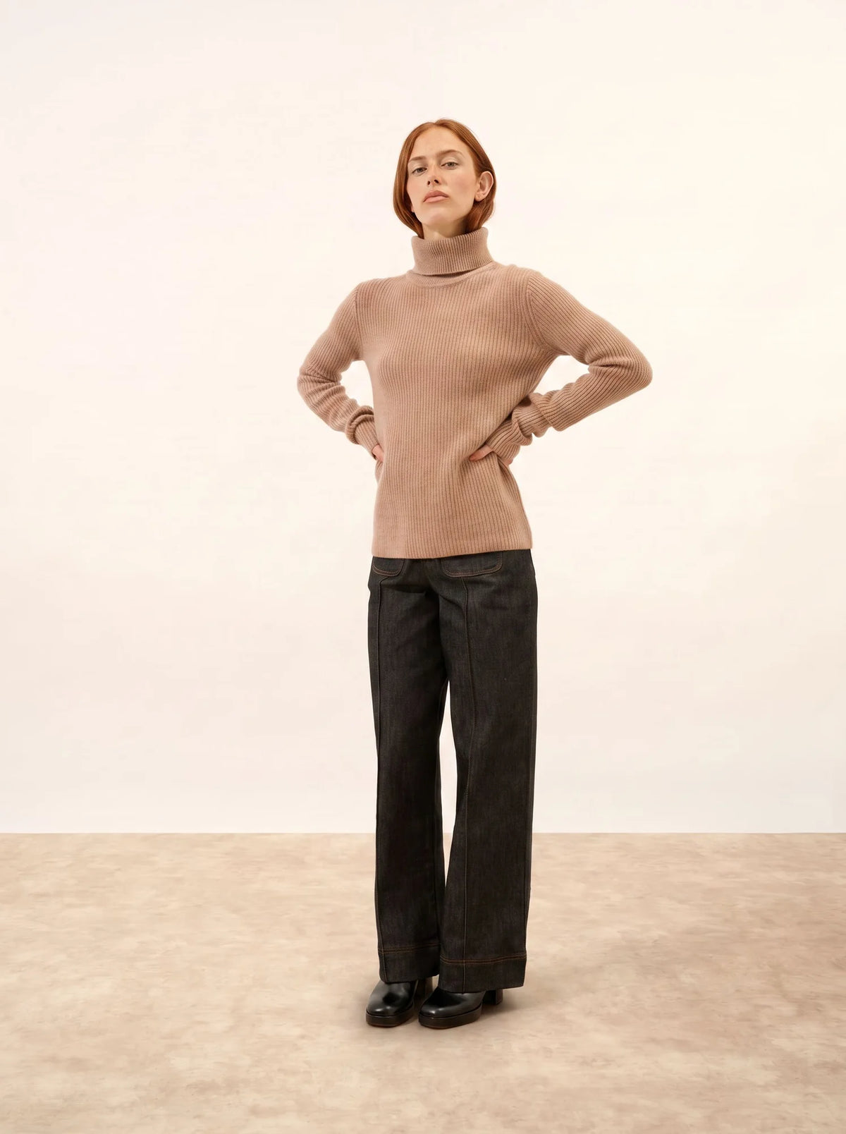 ISOLDE Sweater Turtleneck 4 Ply Heather Camel