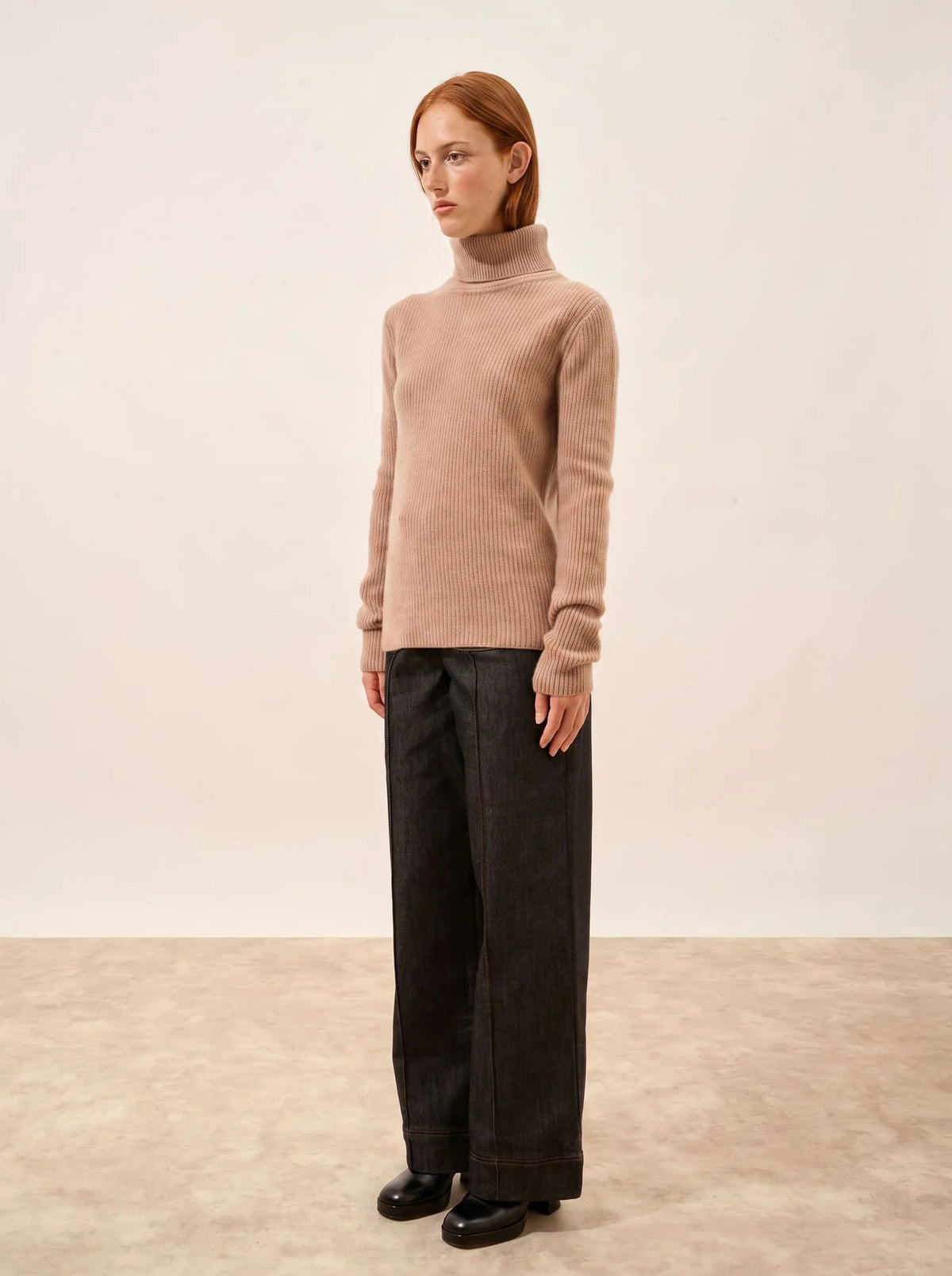 ISOLDE Sweater Turtleneck 4 Ply Heather Camel