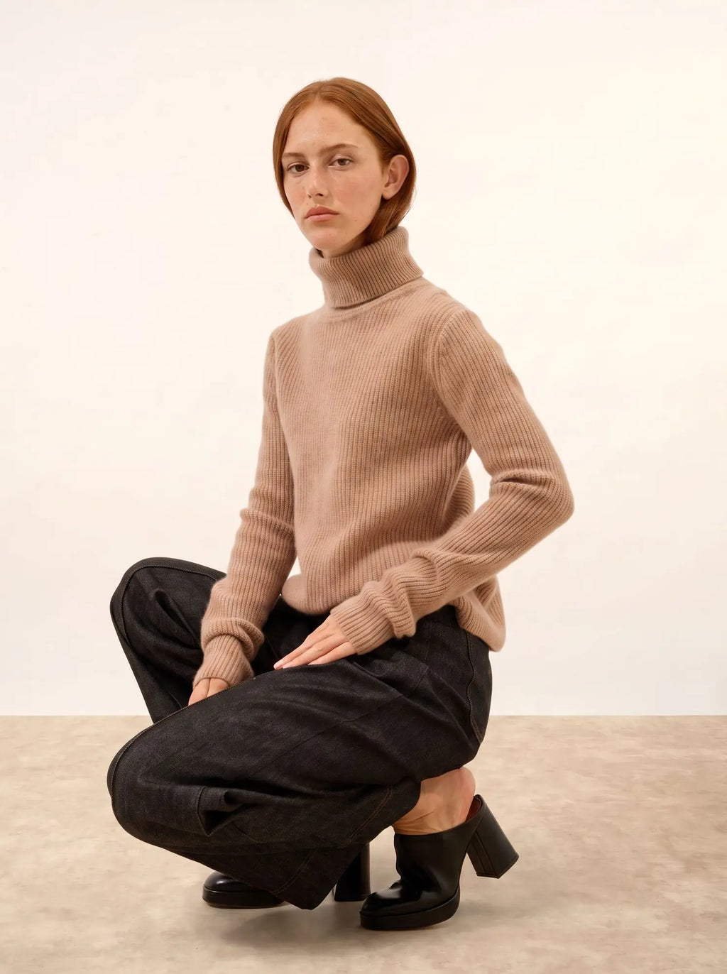 ISOLDE Sweater Turtleneck 4 Ply Heather Camel