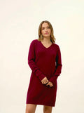 MILEYA Kleid V-Ausschnitt Bordeaux