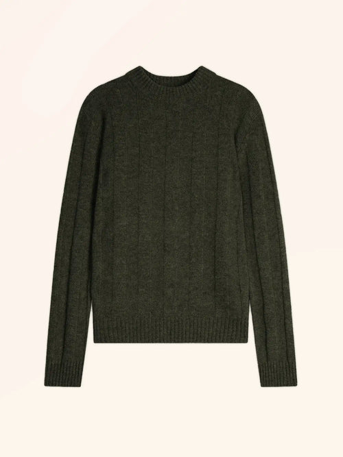 CALINDRA Sweater Crew Neck 4 Ply Heather Army Green
