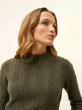 CALINDRA Sweater Crew Neck 4 Ply Heather Army Green