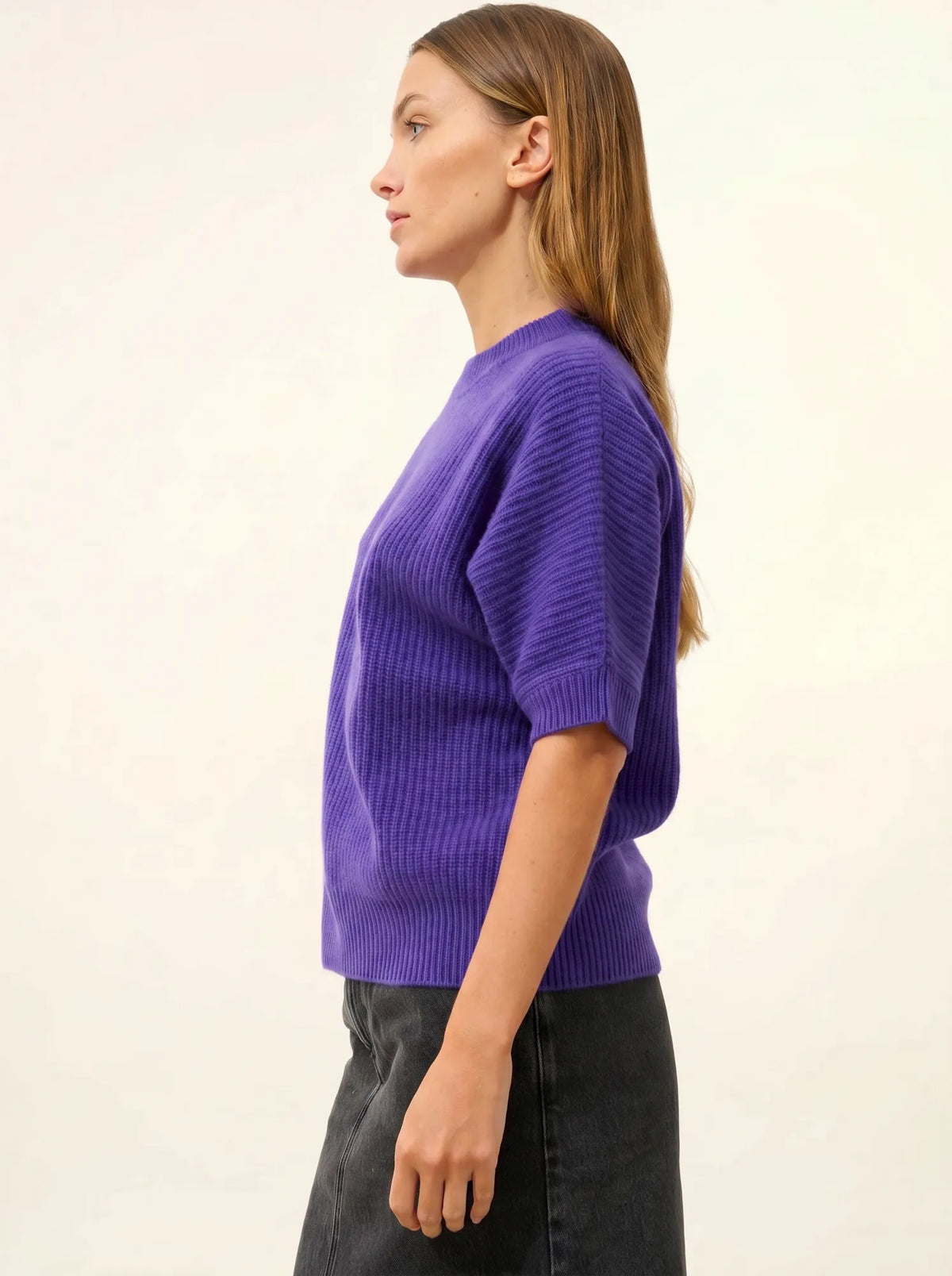 ÉRINA T-Shirt U-Boot-Ausschnitt Fledermausarm 4-fädig Amethyst