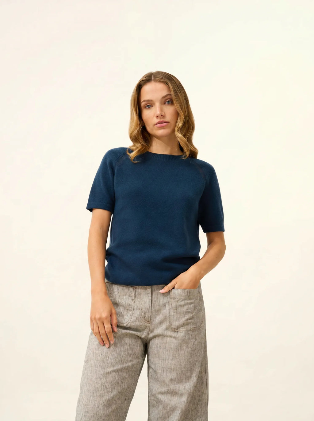 LAÏSA T-Shirt Crew Neck Petrol Blue