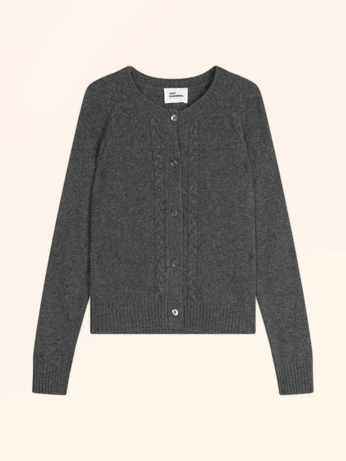 CALISTA Cardigan Crew Neck 4 Ply Heather Charcoal