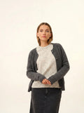 CALISTA Cardigan Crew Neck 4 Ply Heather Charcoal
