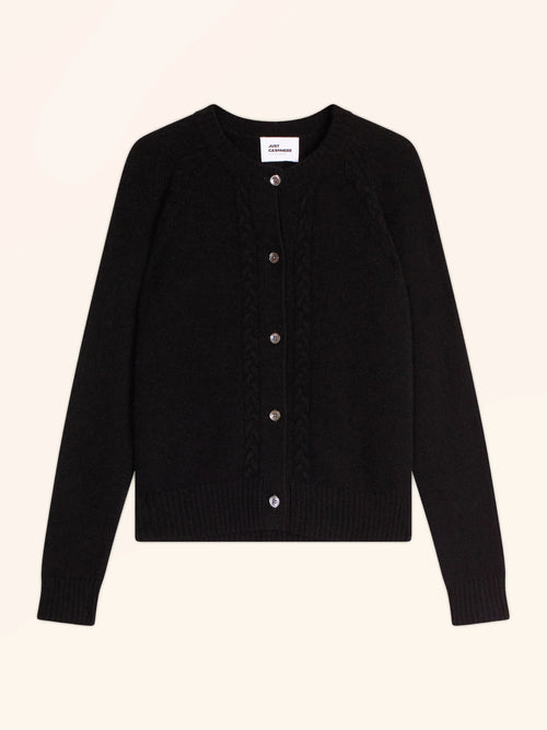 CALISTA Cardigan Crew Neck 4 Ply Black