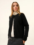 CALISTA Cardigan Col Rond 4 Fils Noir