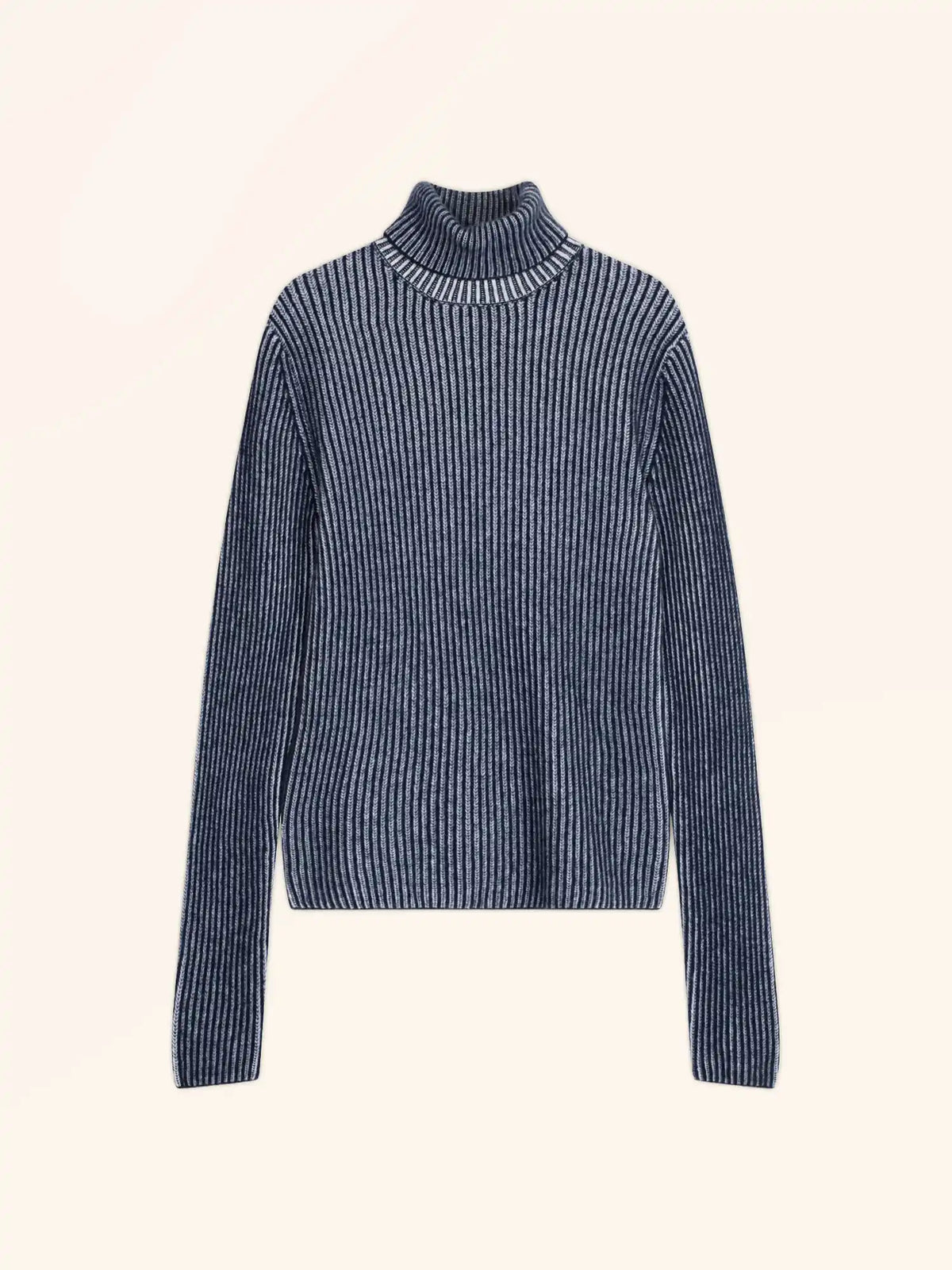 SOMNIA Pullover Rollkragen 4-fädig Schneeweiß und Marineblau