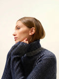 SOMNIA Pullover Rollkragen 4-fädig Schneeweiß und Marineblau