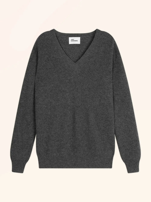 ALENIA Pullover V-Ausschnitt Anthrazit meliert