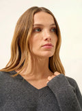 ALENIA Pullover V-Ausschnitt Anthrazit meliert
