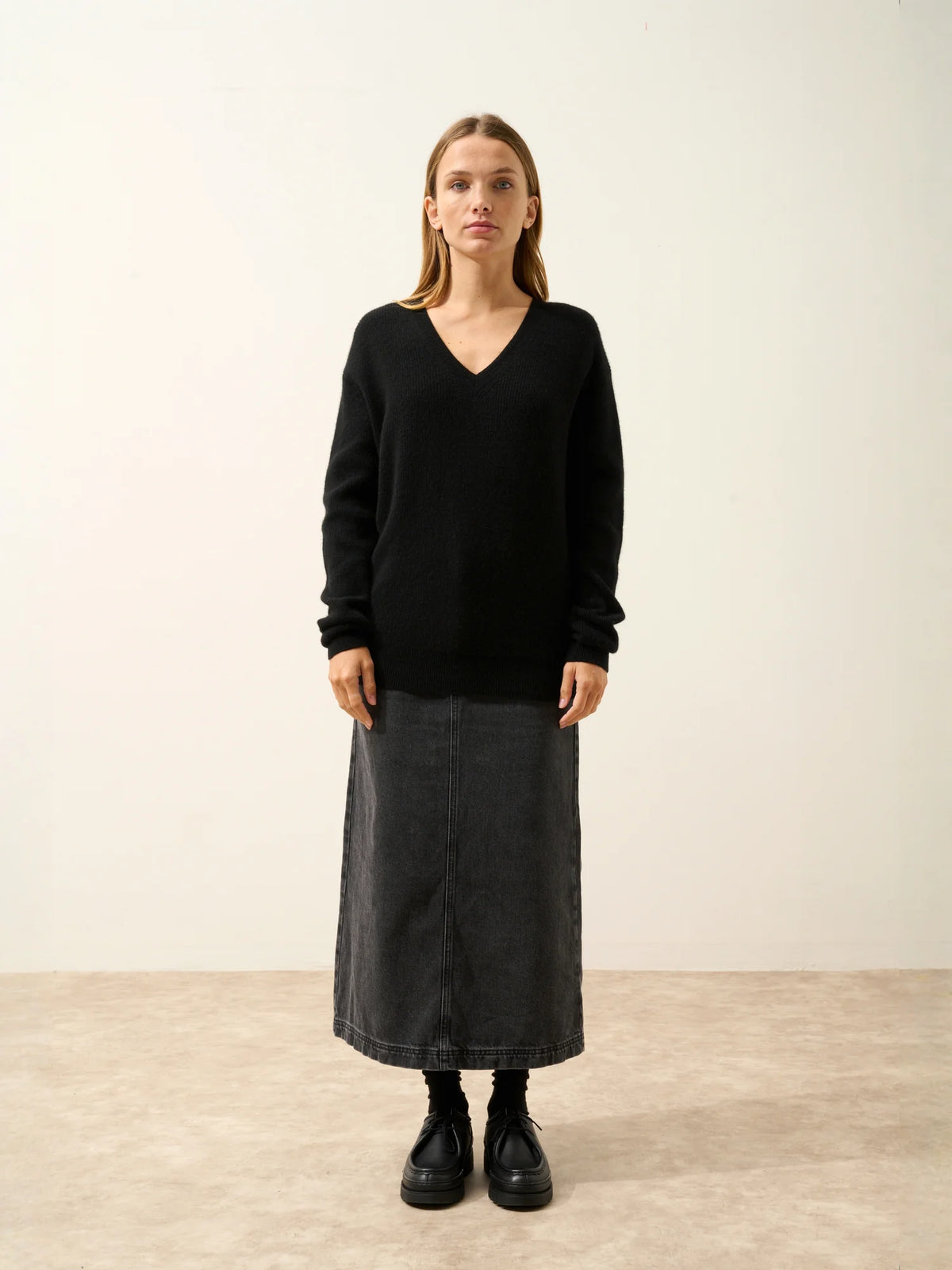 ALENIA Pull Col V Noir