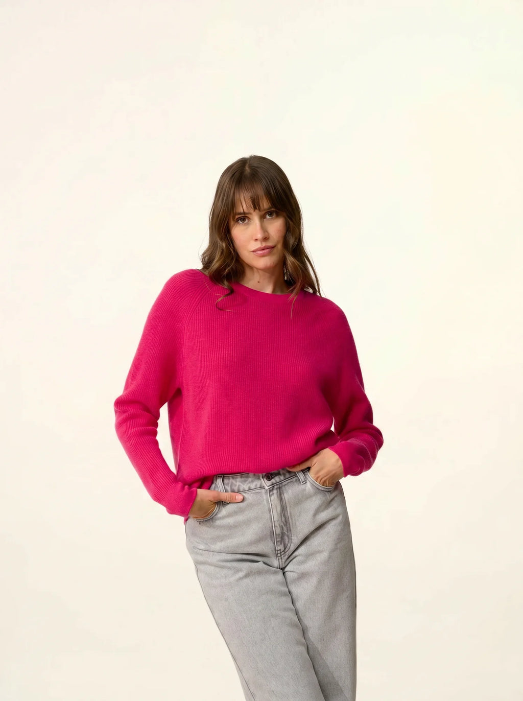 SOLAYA Sweater Crew Neck Fuchsia