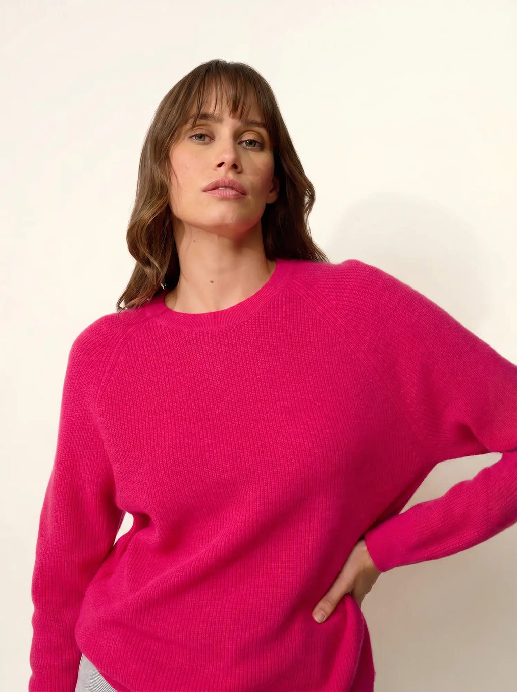 SOLAYA Sweater Crew Neck Fuchsia
