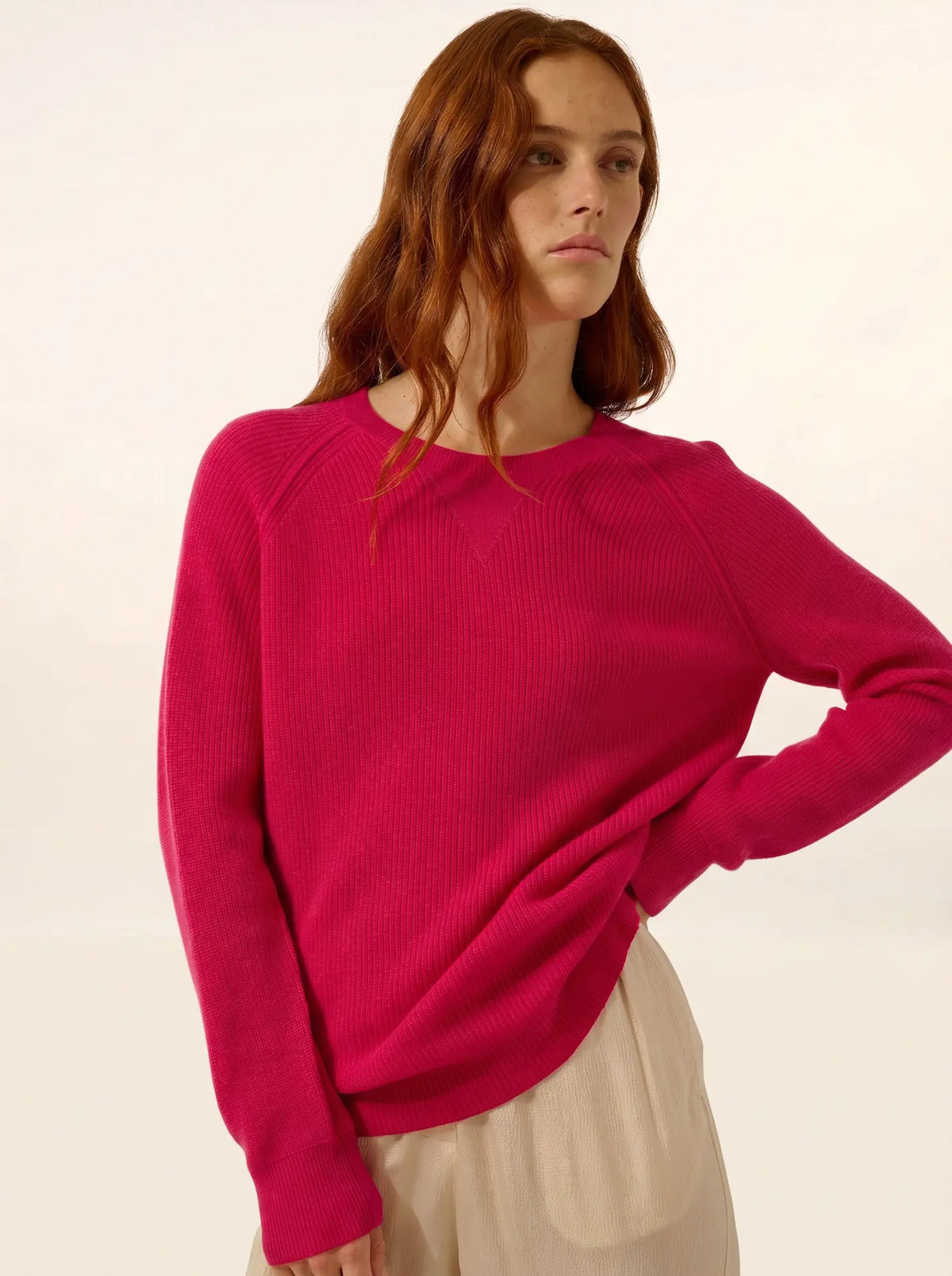 ISADORA Sweater Crew Neck Fuchsia