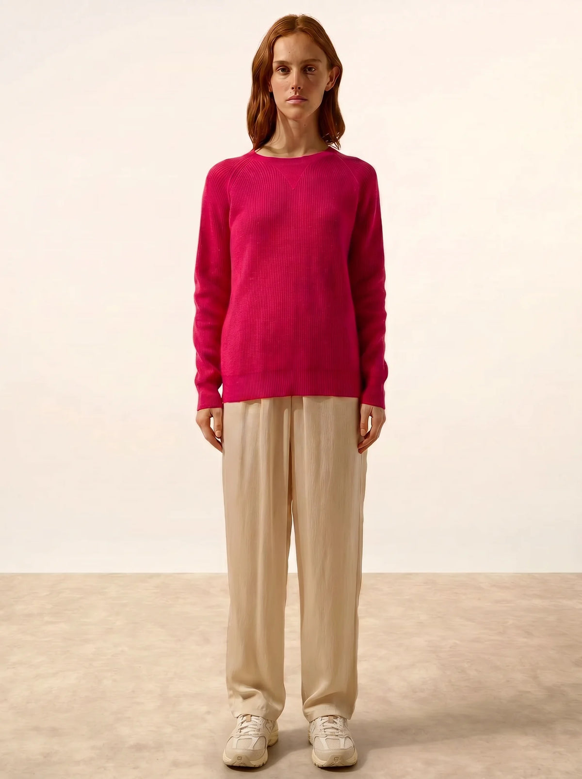 ISADORA Sweater Crew Neck Fuchsia