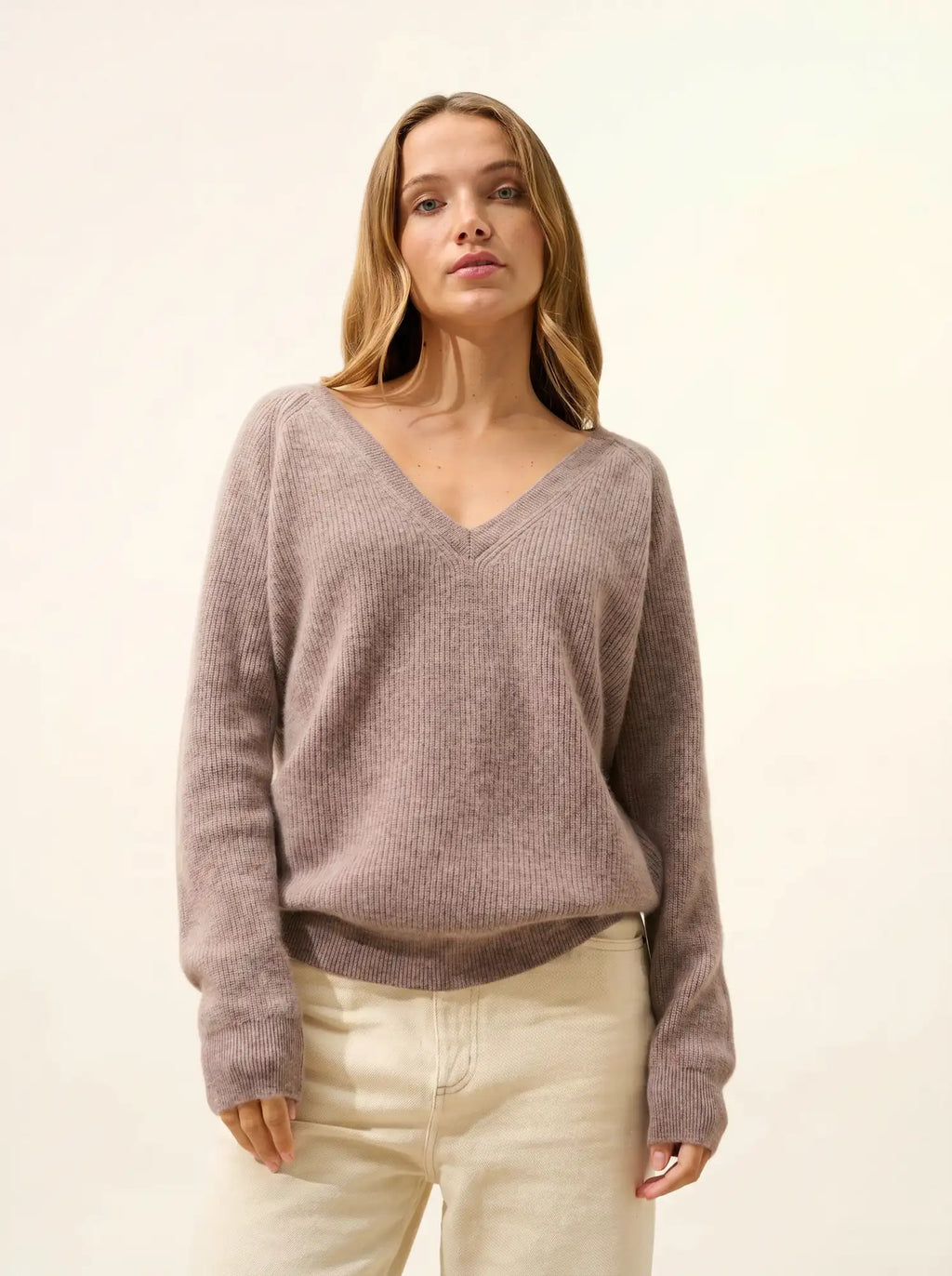 ARISTA Pullover V-Ausschnitt Caribou meliert