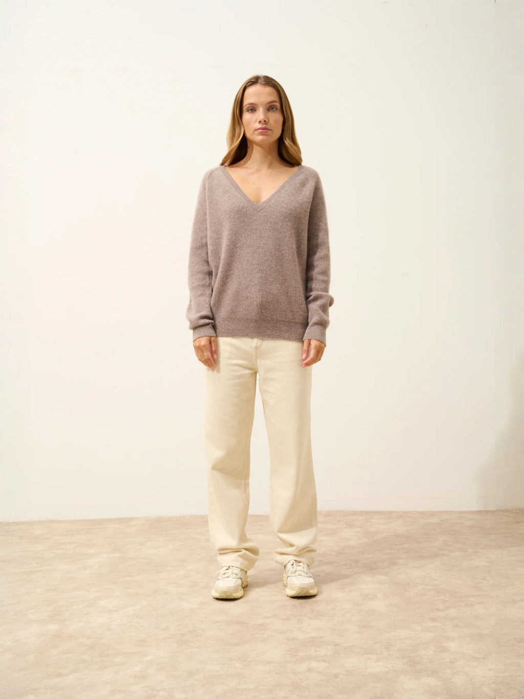ARISTA Pullover V-Ausschnitt Caribou meliert