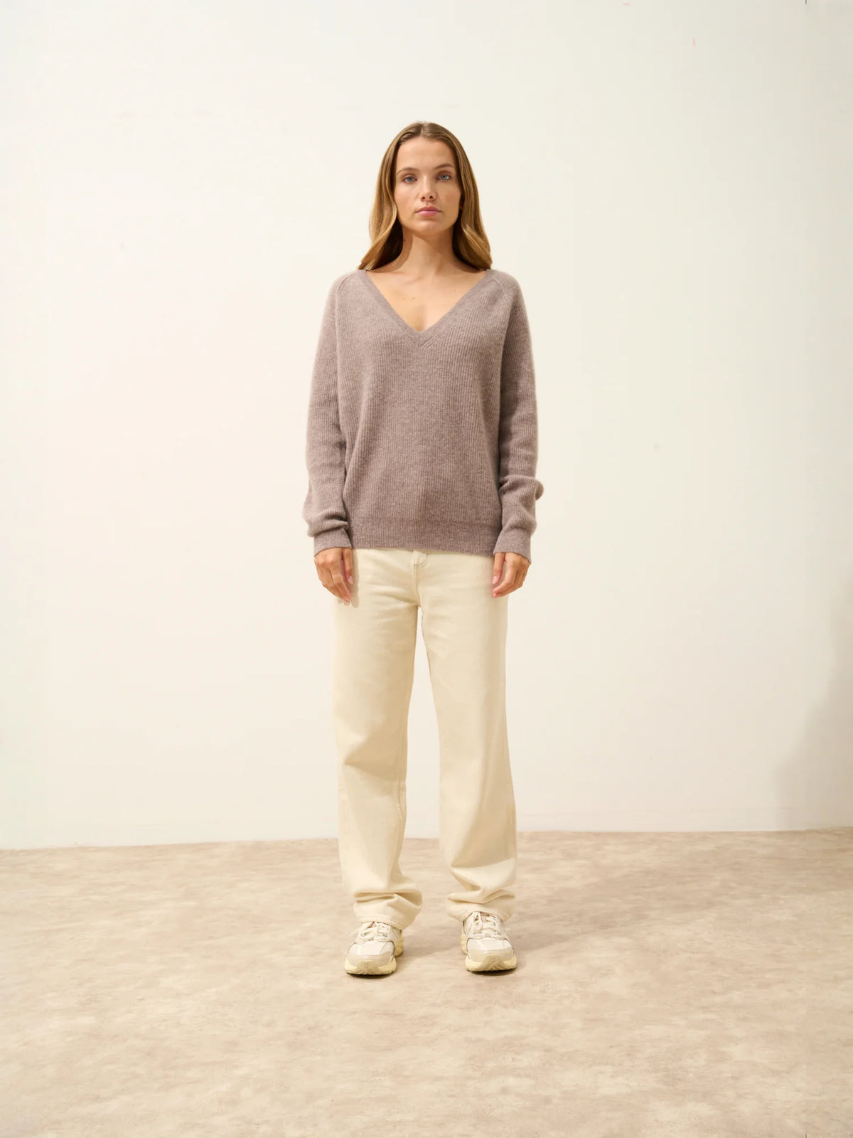 ARISTA Pullover V-Ausschnitt Caribou meliert
