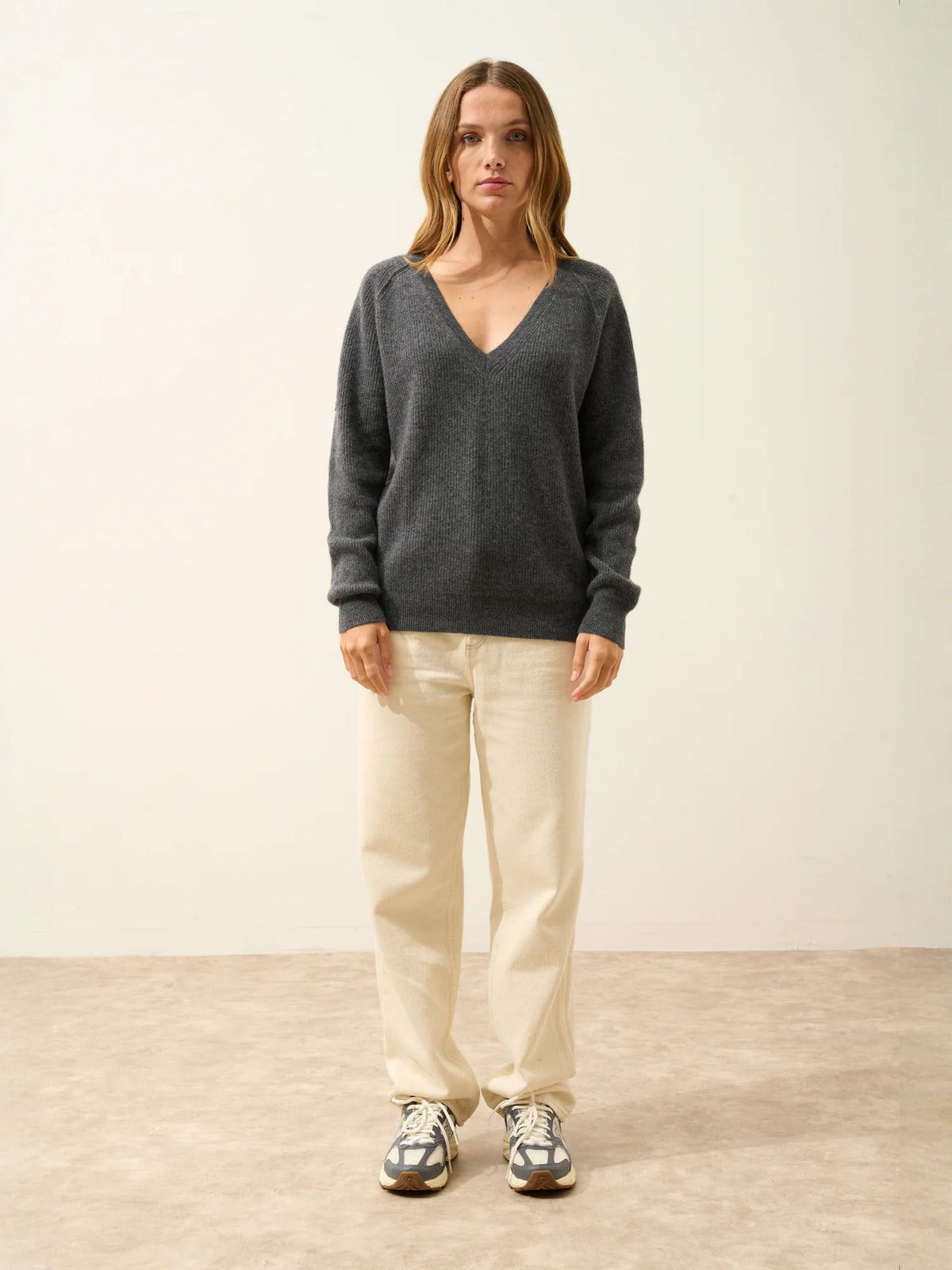ARISTA Pull Col V Anthracite Chiné