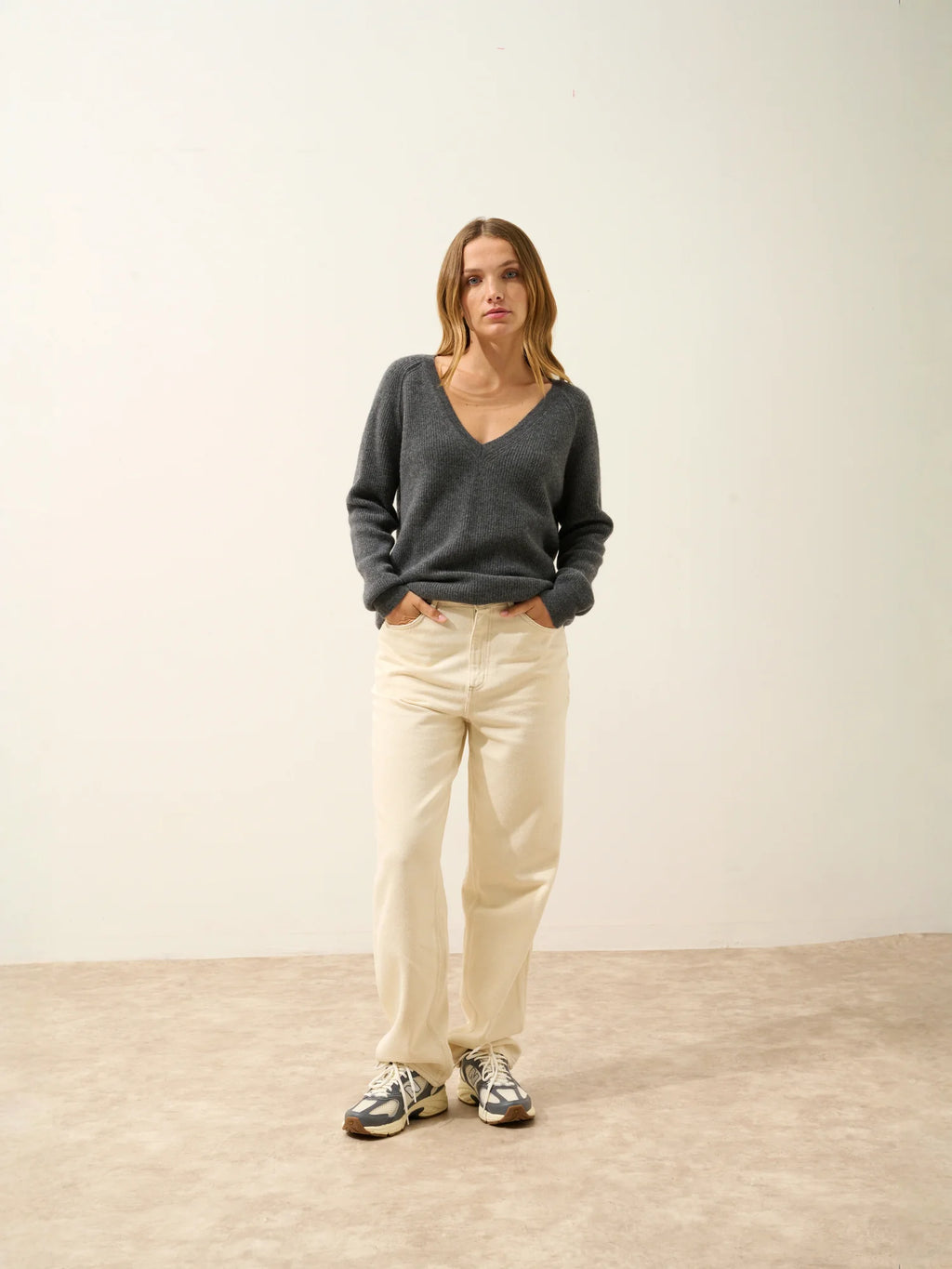 ARISTA Pull Col V Anthracite Chiné
