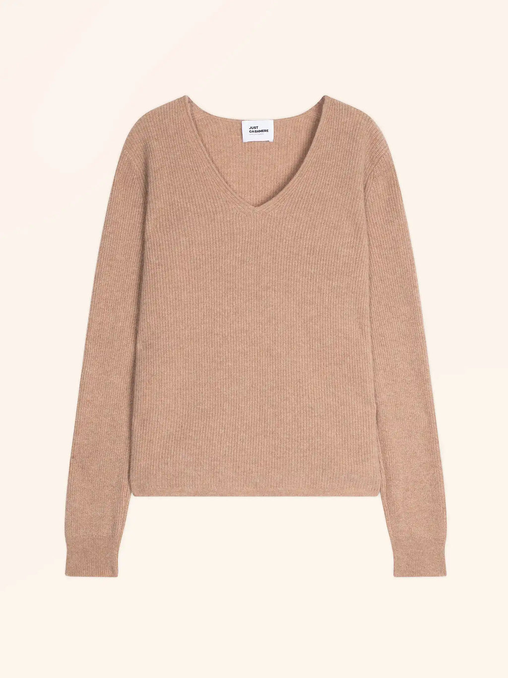 CIELORA Pullover V-Ausschnitt Camel meliert