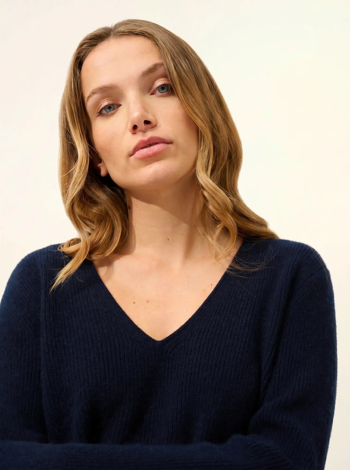 CIELORA Pullover V-Ausschnitt Marineblau