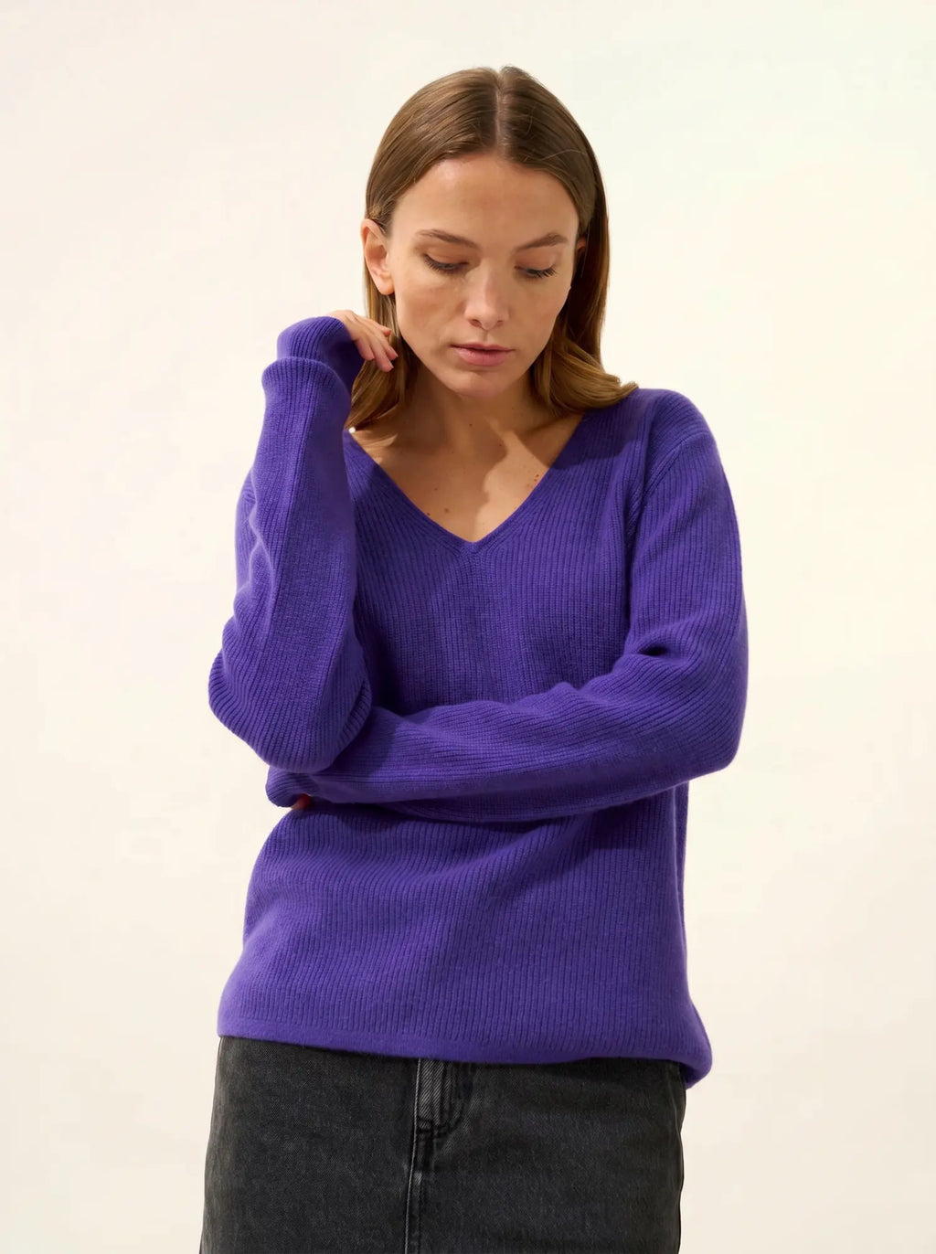 CIELORA Pullover V-Ausschnitt Amethyst