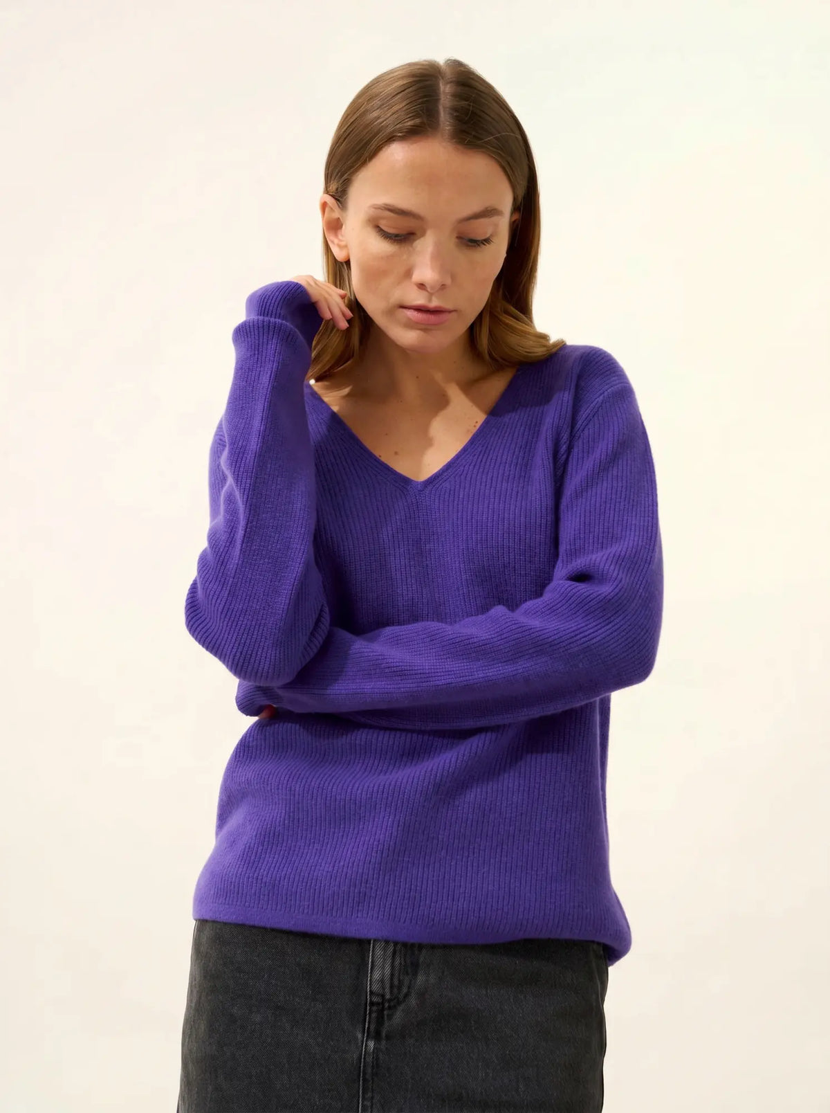 CIELORA Pullover V-Ausschnitt Amethyst