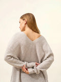 SERÉLIS Sweater V-Neck Front and Back Heather Glacier