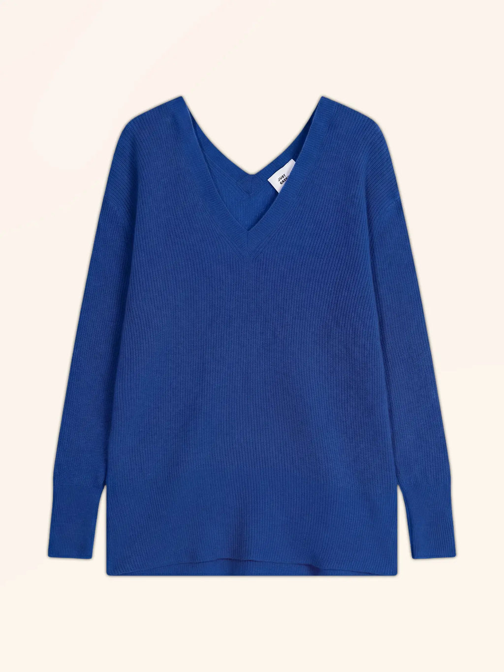 SERÉLIS Pullover V-Ausschnitt vorne und hinten Persischblau