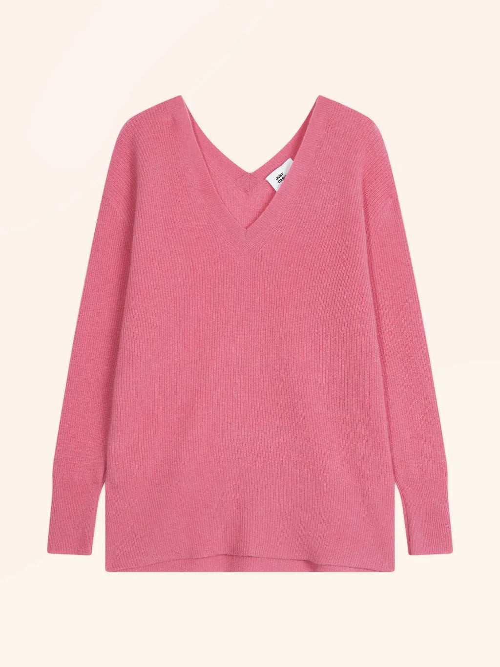 SERÉLIS Sweater V-Neck Front and Back Strawberry