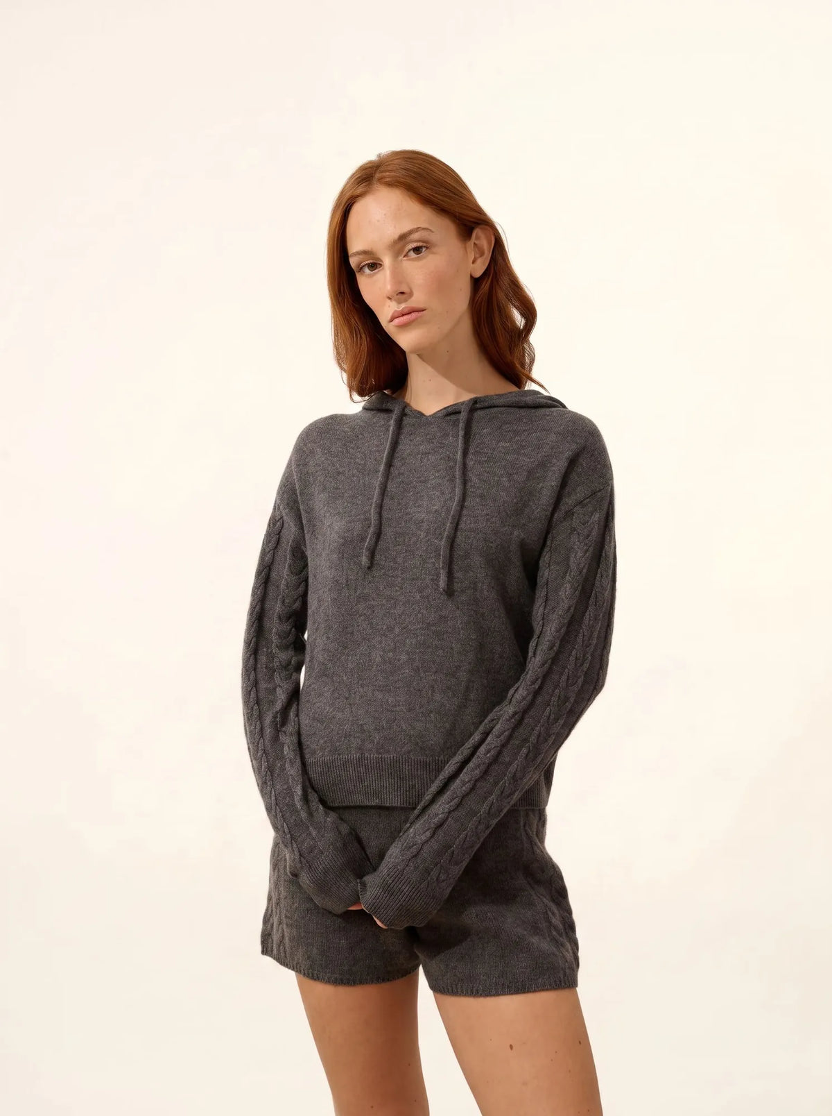 POLARA Pullover mit Kapuze Anthrazit meliert