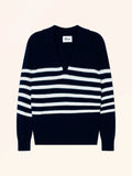ÉLYANE Sweater Polo Collar Open Ivory and Navy