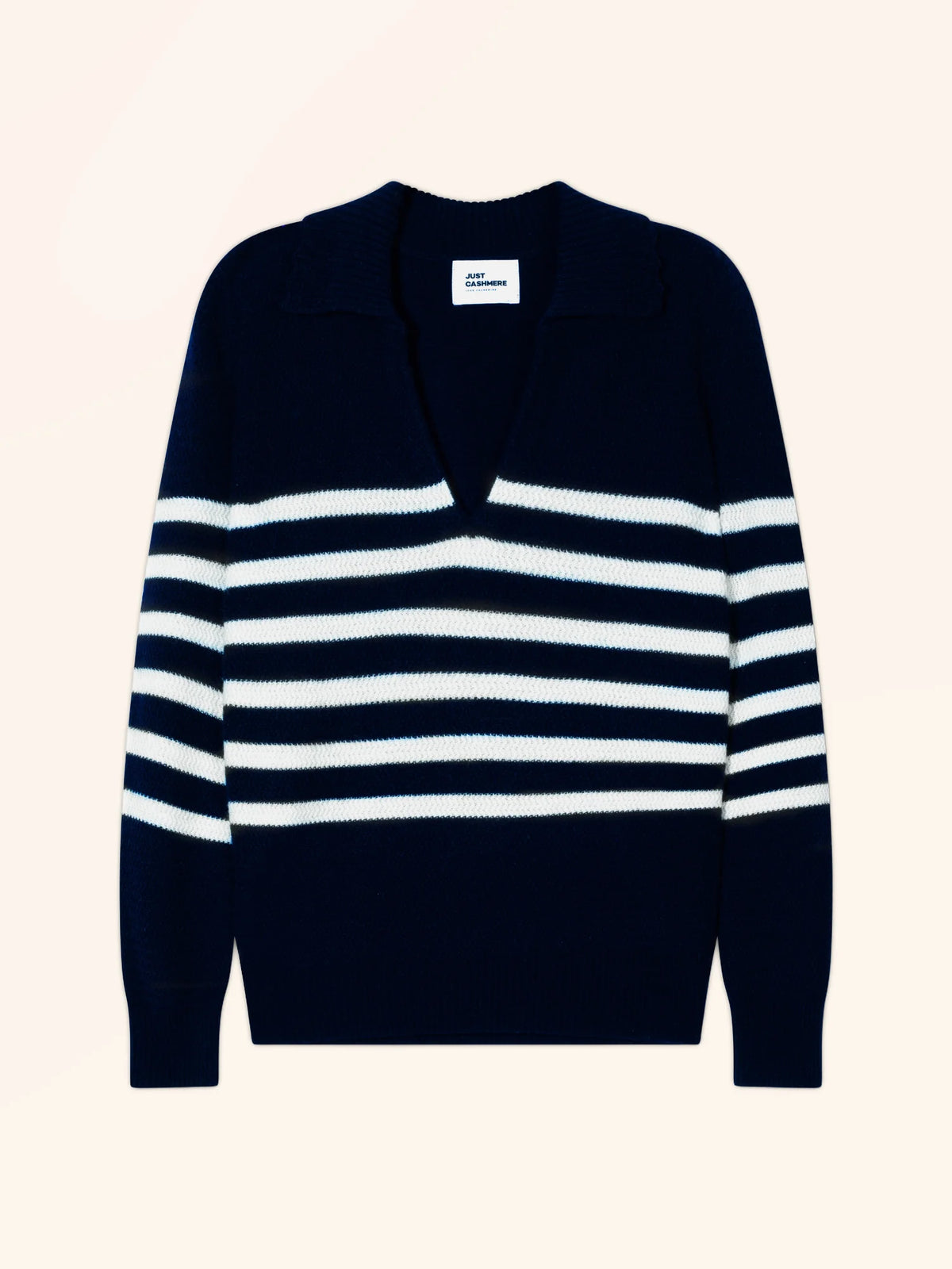 ÉLYANE Sweater Polo Collar Open Ivory and Navy