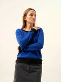 FLORÉA Sweater Boat Neck Ultramarine and Black