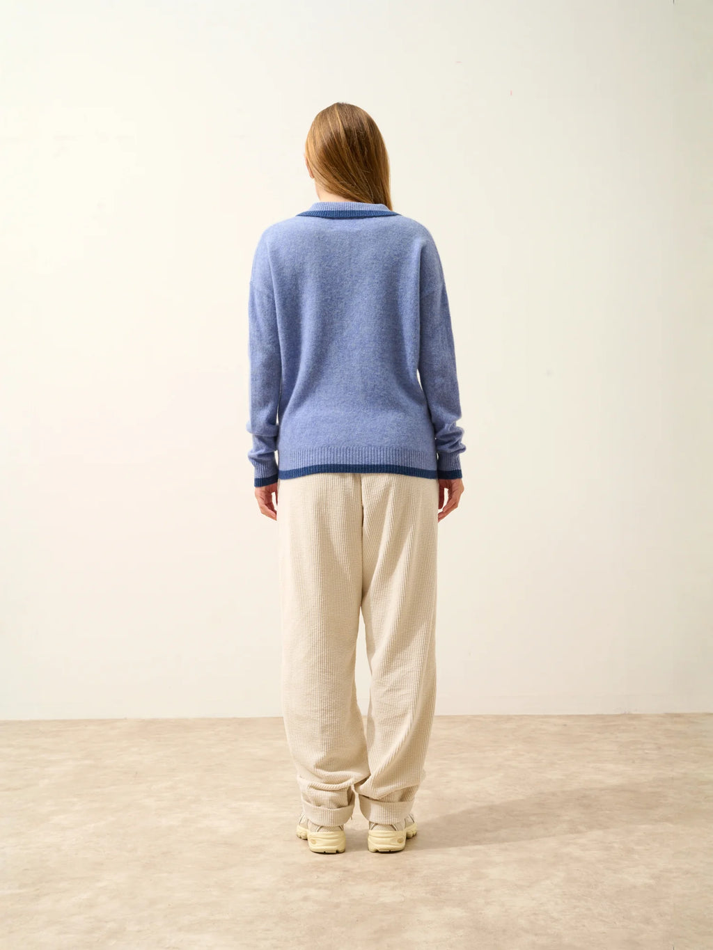 ÉOLIANE Polo V-Neck Crossover Heather Sky and Heather Ocean