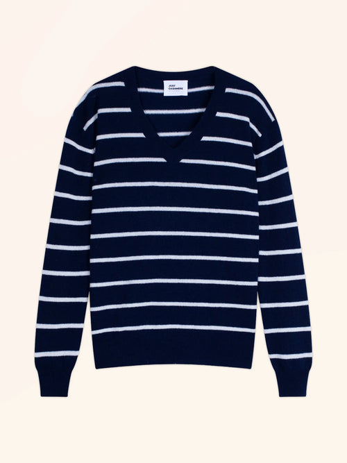 CÉLIMÉE Sweater V-Neck Navy and Ivory