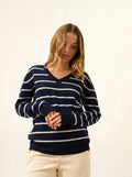 CÉLIMÉE Sweater V-Neck Navy and Ivory