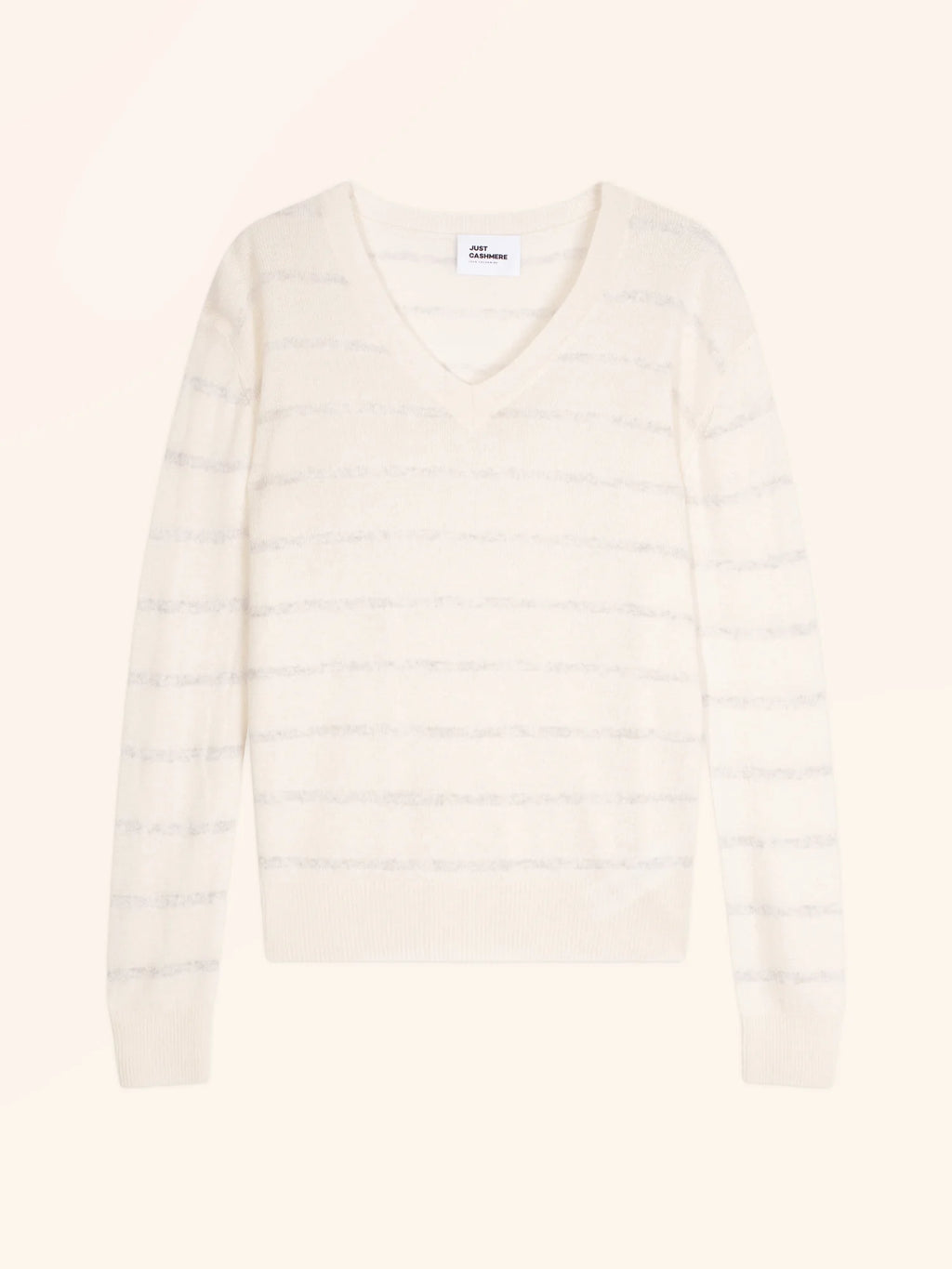 CÉLIMÉE Sweater V-Neck Heather Pearl Grey and Ivory