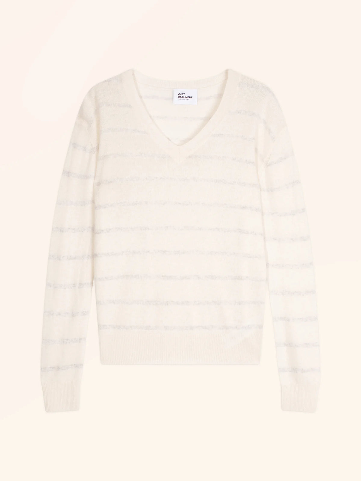 CÉLIMÉE Sweater V-Neck Heather Pearl Grey and Ivory